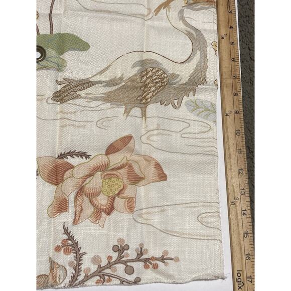 Lee Jofa Floral Fabric Sample Remnant, Floral Birds LUZON Print in Apricot 17” - Picture 6 of 8